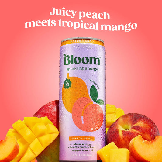 Bloom Peach Mango Sparkling Energy Drink 255ml