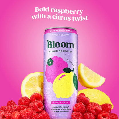 Bloom Raspberry Lemon Sparkling Energy Drink 255ml