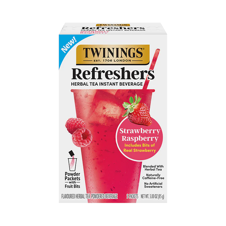 Twinings Refreshers Strawberry Raspberry Herbal Tea, 5 Packets