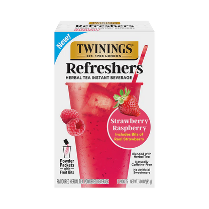 Twinings Refreshers Strawberry Raspberry Herbal Tea, 5 Packets