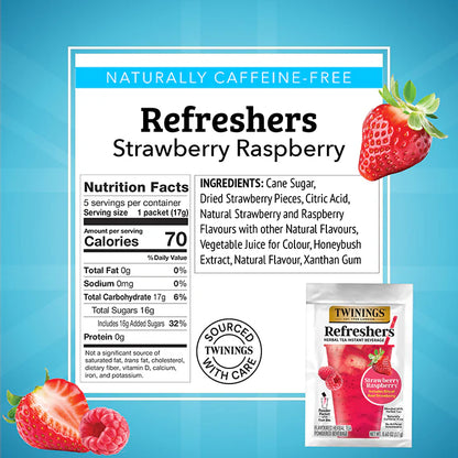 Twinings Refreshers Strawberry Raspberry Herbal Tea, 5 Packets