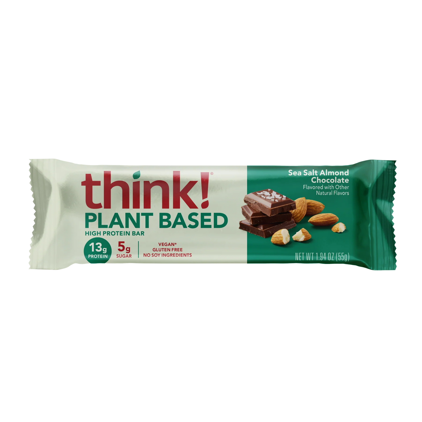 Think! Plant Based High Protein Bar, Sea Salt Almond Chocolate