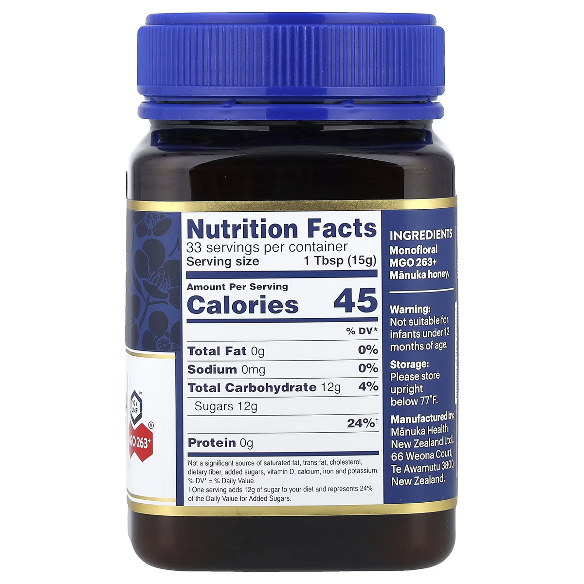 Manuka Health Raw Manuka Honey UMF 10+ MGO 263+ 500g